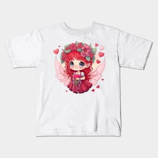 Cute Chibi Floral Valentine Fairy Kids T-Shirt